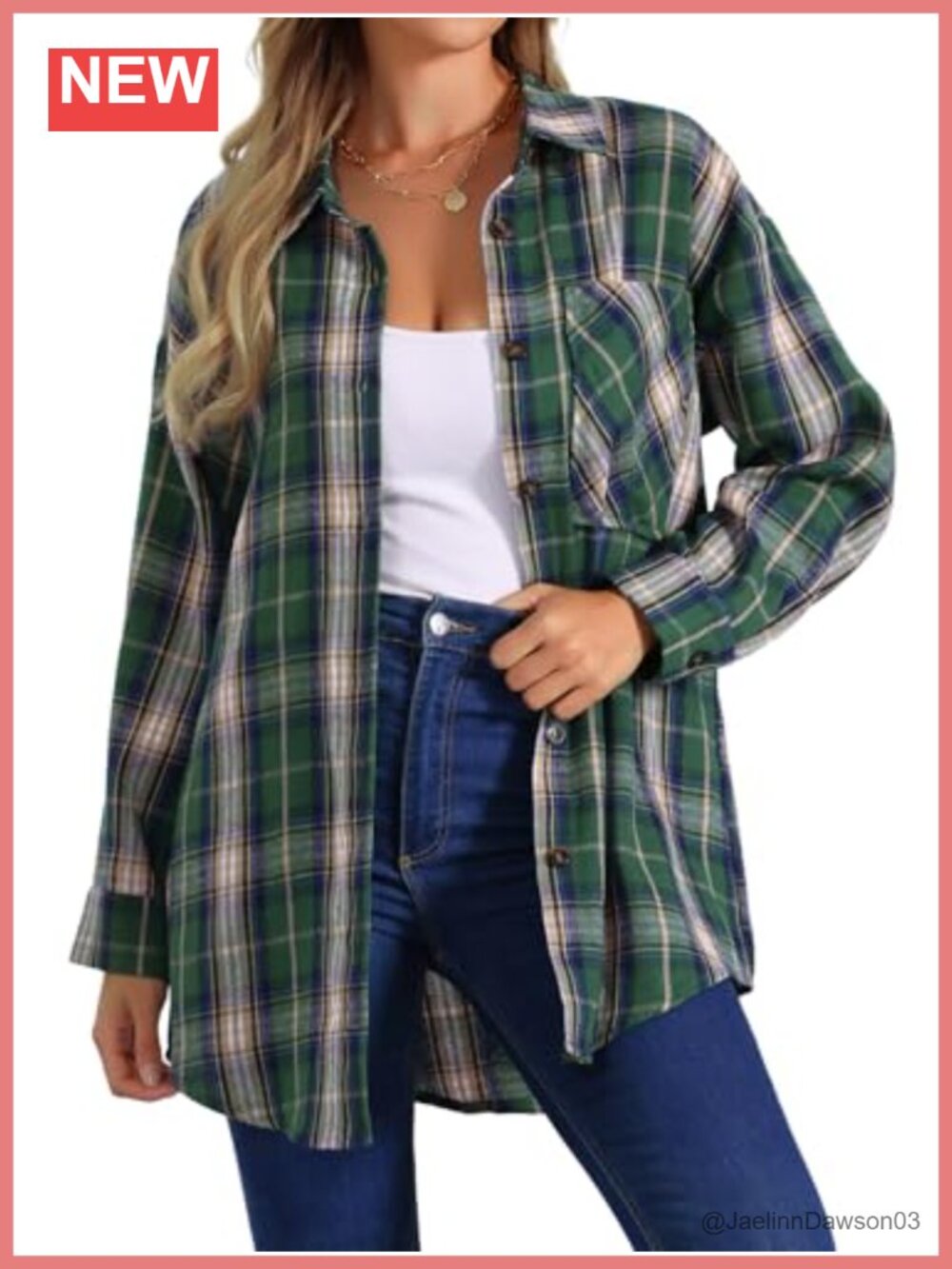 Plaid Flannel Button Down Western Shirt Long Sleeve Loose Fit Casual